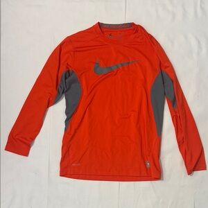 Nike Red and Gray Long Sleeve Kids Tee